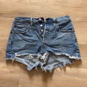 Levi's Blue Distressed Jean Shorts